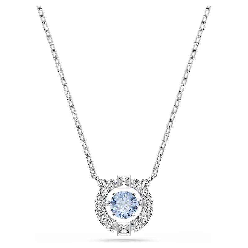 Una necklace, Round cut, Blue, Rhodium plated by SWAROVSKI
