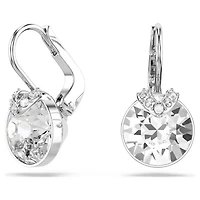 Bella V drop earrings, Round cut, White, Rhodium plated by SWAROVSKI