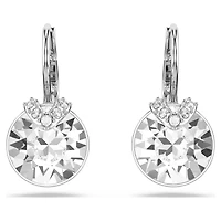 Bella V drop earrings, Round cut, White, Rhodium plated by SWAROVSKI