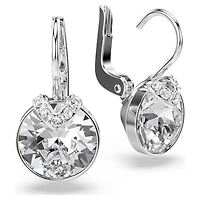 Bella V drop earrings, Round cut, White, Rhodium plated by SWAROVSKI