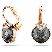 Bella V drop earrings, Round cut, Grey, 18K rose gold finish