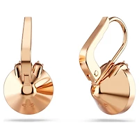 Bella V drop earrings, Round cut, Grey, 18K rose gold finish