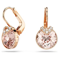 Bella V drop earrings, Round cut, Gold tone, 18K rose gold finish