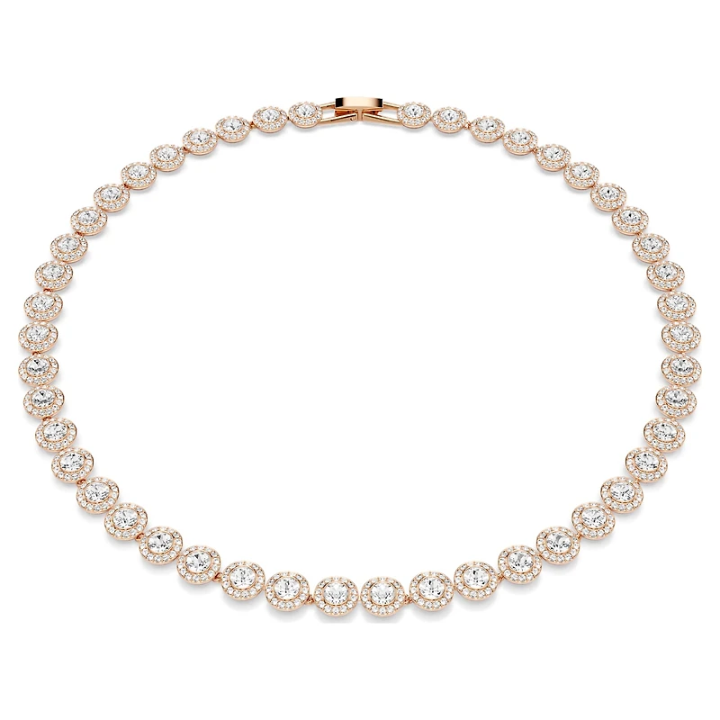 Una Angelic necklace, Round cut, Medium, White, 18K rose gold finish