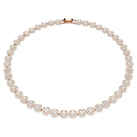 Una Angelic necklace, Round cut, Medium, White, 18K rose gold finish