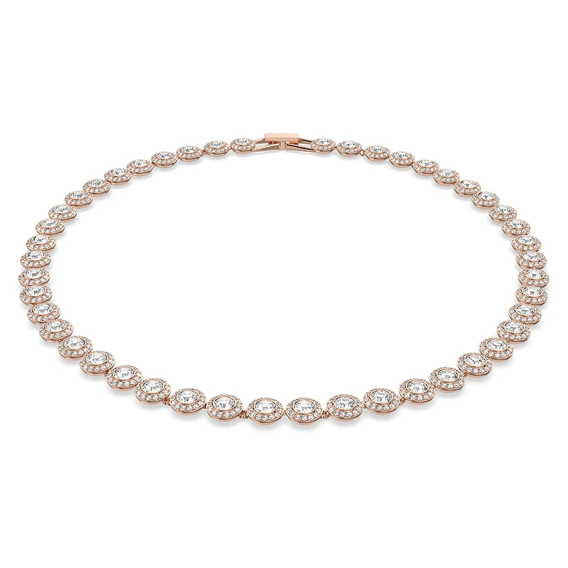 Una Angelic necklace, Round cut, Medium, White, Rose gold-tone plated by SWAROVSKI