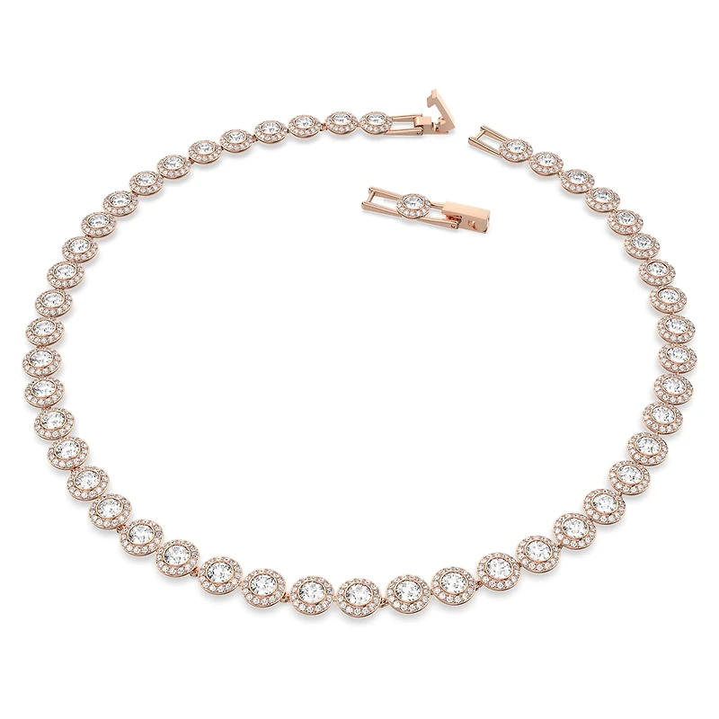 Una Angelic necklace, Round cut, Medium, White, Rose gold-tone plated by SWAROVSKI