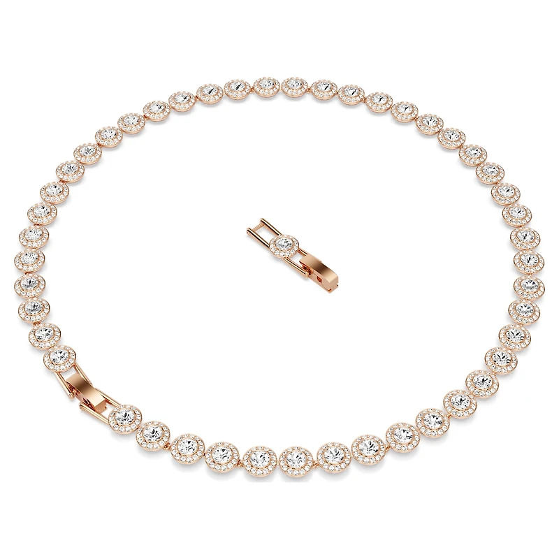 Una Angelic necklace, Round cut, Medium, White, 18K rose gold finish