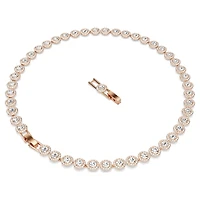 Una Angelic necklace, Round cut, Medium, White, 18K rose gold finish
