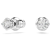 Stilla Attract stud earrings, Round cut, White, Rhodium plated by SWAROVSKI