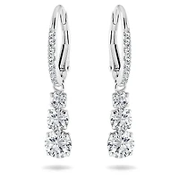 Stilla Attract hoop earrings, Round cut, White, Rhodium plated by SWAROVSKI