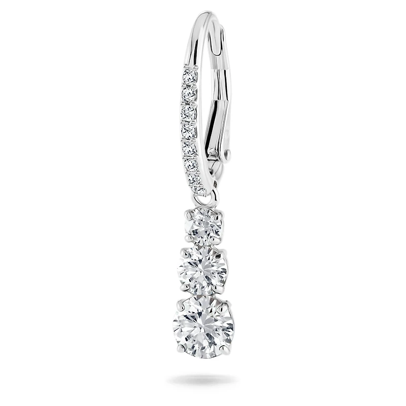 Stilla Attract hoop earrings, Round cut, White, Rhodium plated by SWAROVSKI