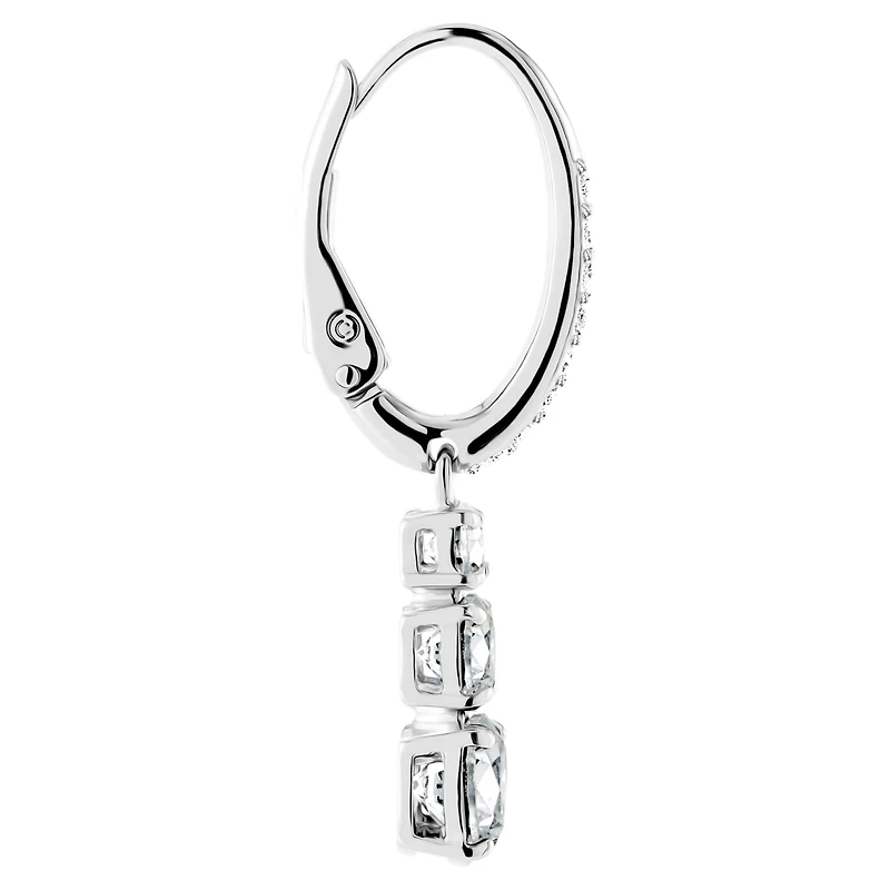 Stilla Attract hoop earrings, Round cut, White, Rhodium plated by SWAROVSKI
