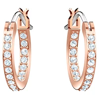 Symbolica hoop earrings, Evil eye, Blue, Rose gold-tone plated by SWAROVSKI