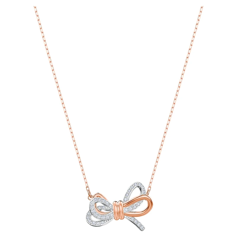 Lifelong Bow pendant, Bow, White, Mixed metal finish by SWAROVSKI