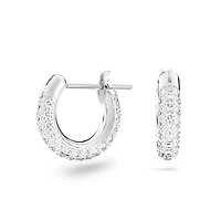Dextera hoop earrings, Pavé, Small, White, Rhodium plated by SWAROVSKI