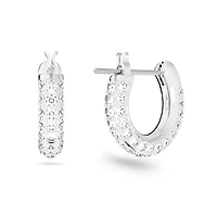 Dextera hoop earrings, Pavé, Small, White, Rhodium plated by SWAROVSKI