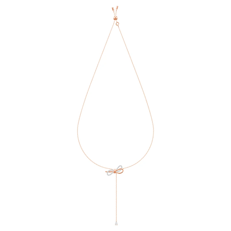 Lifelong Bow necklace, Bow, White, Mixed metal finish by SWAROVSKI