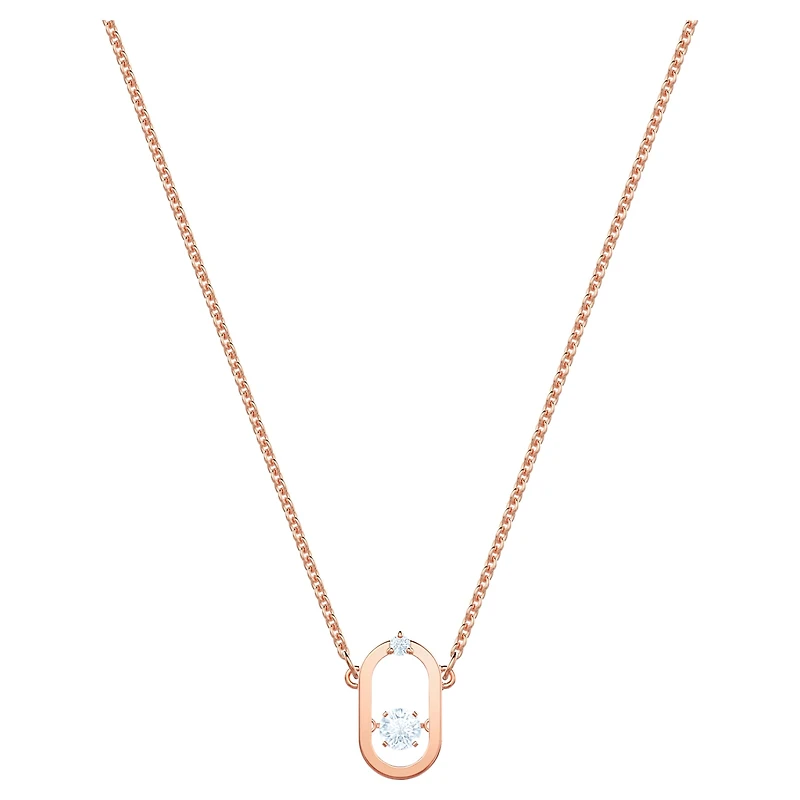 Una necklace, Round cut, Oval shape, White, 18K rose gold finish