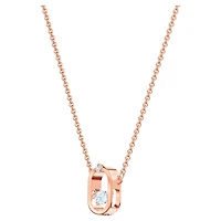 Una necklace, Round cut, Oval shape, White, 18K rose gold finish