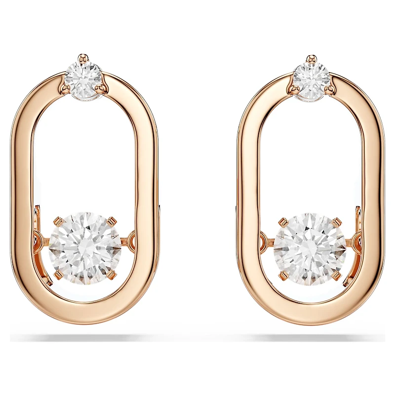 Una stud earrings, Round cut, Oval shape, White, Rose gold-tone plated by SWAROVSKI