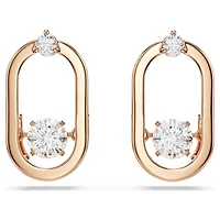Una stud earrings, Round cut, Oval shape, White, Rose gold-tone plated by SWAROVSKI