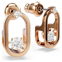 Una stud earrings, Round cut, Oval shape, White, 18K rose gold finish