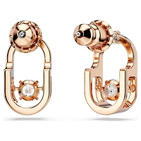 Una stud earrings, Round cut, Oval shape, White, 18K rose gold finish