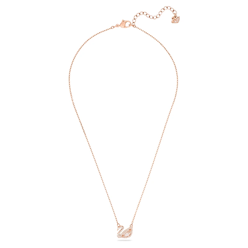 Swan necklace, Swan, Pink, 18K rose gold finish