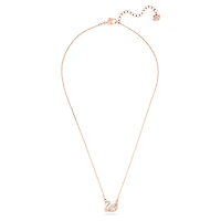 Swan necklace, Swan, Pink, Rose gold-tone plated by SWAROVSKI