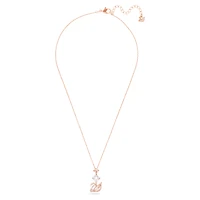 Swan pendant, Swan, Pink, 18K rose gold finish