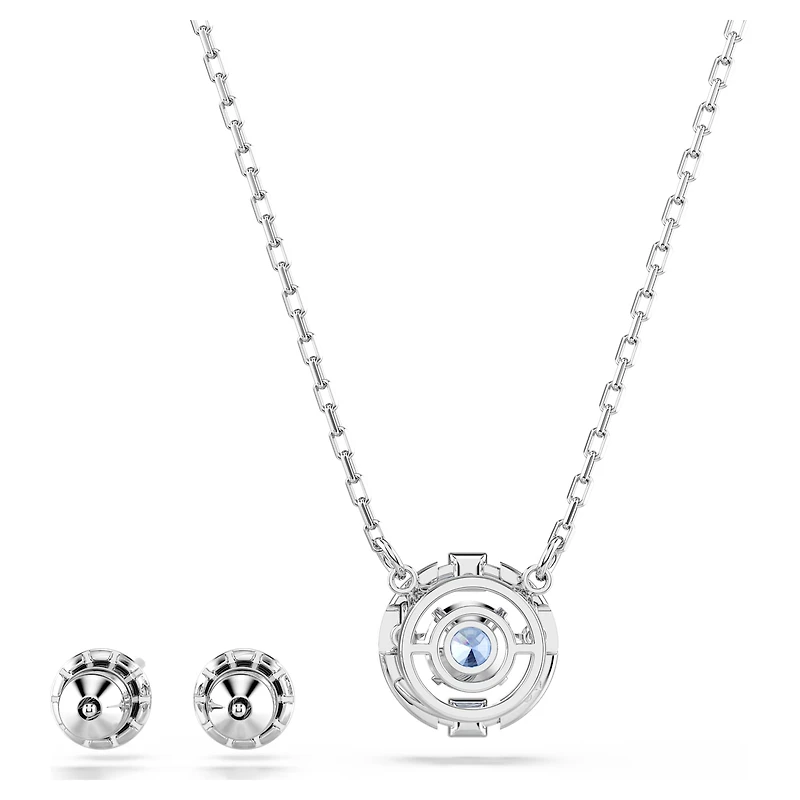 Una set, Round cut, Blue, Rhodium plated by SWAROVSKI