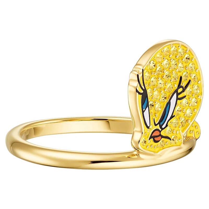 Looney Tunes Tweety Motif Ring, Yellow, Gold-tone plated