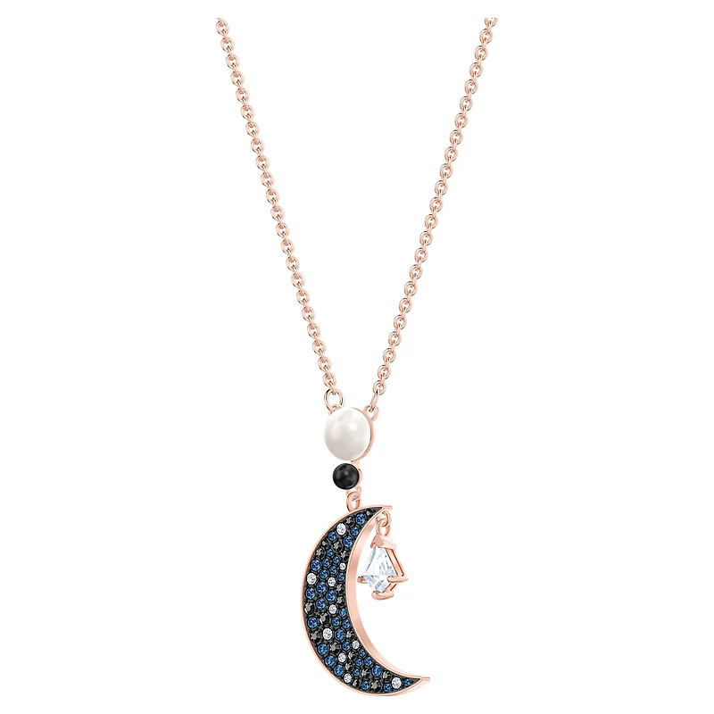 Symbolica pendant, Moon and star, Multicoloured, 18K rose gold finish