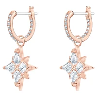 Symbolica drop earrings, Star, White, 18K rose gold finish