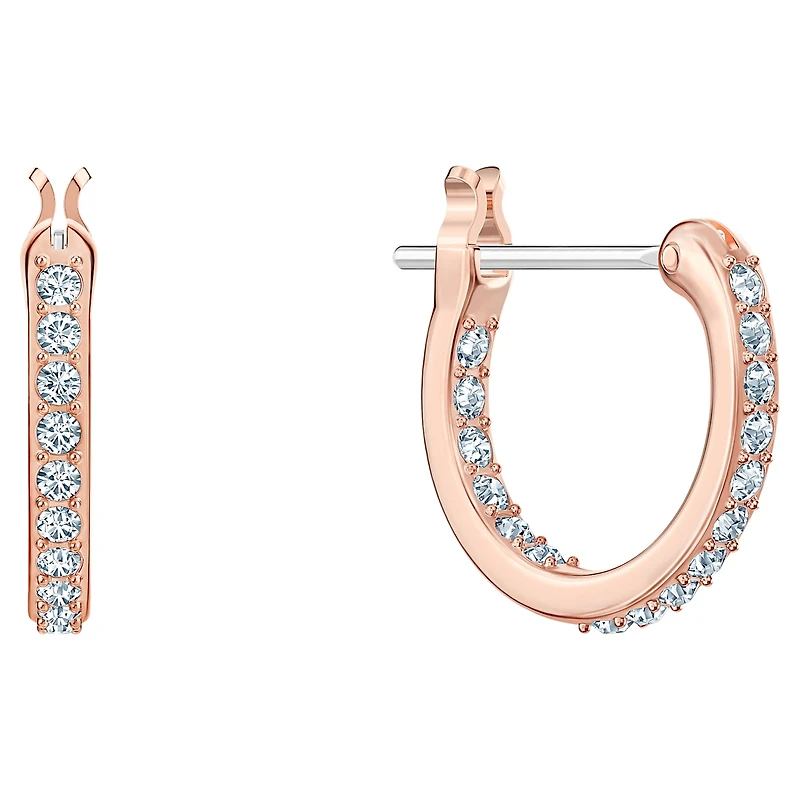 Symbolica drop earrings, Star, White, 18K rose gold finish