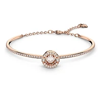 Swarovski Sparkling Dance bangle, Round cut, White, Rose gold-tone plated