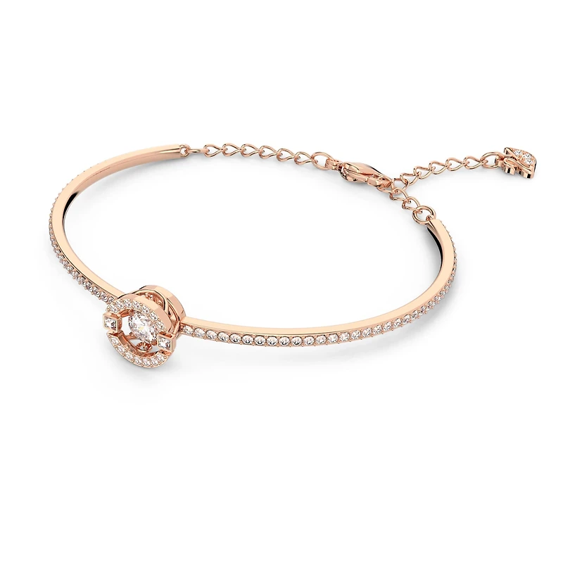 Swarovski Sparkling Dance bangle, Round cut, White, Rose gold-tone plated