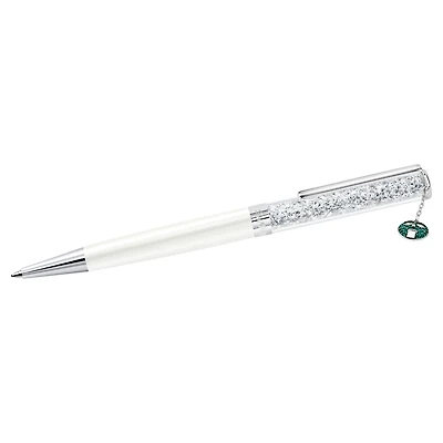 Crystalline New Giant Ballpoint Pen, White, Chrome Plated