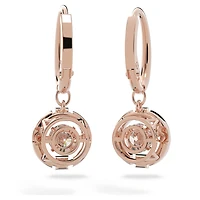 Una drop earrings, Round cut, White, Rose gold-tone plated by SWAROVSKI