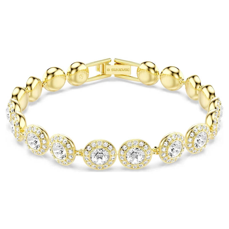 Una Angelic bracelet, Round cut, Pavé, Medium, White, 18K gold finish