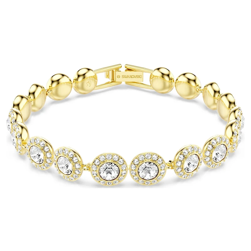 Una Angelic bracelet, Round cut, Pavé, Medium, White, Gold-tone plated by SWAROVSKI