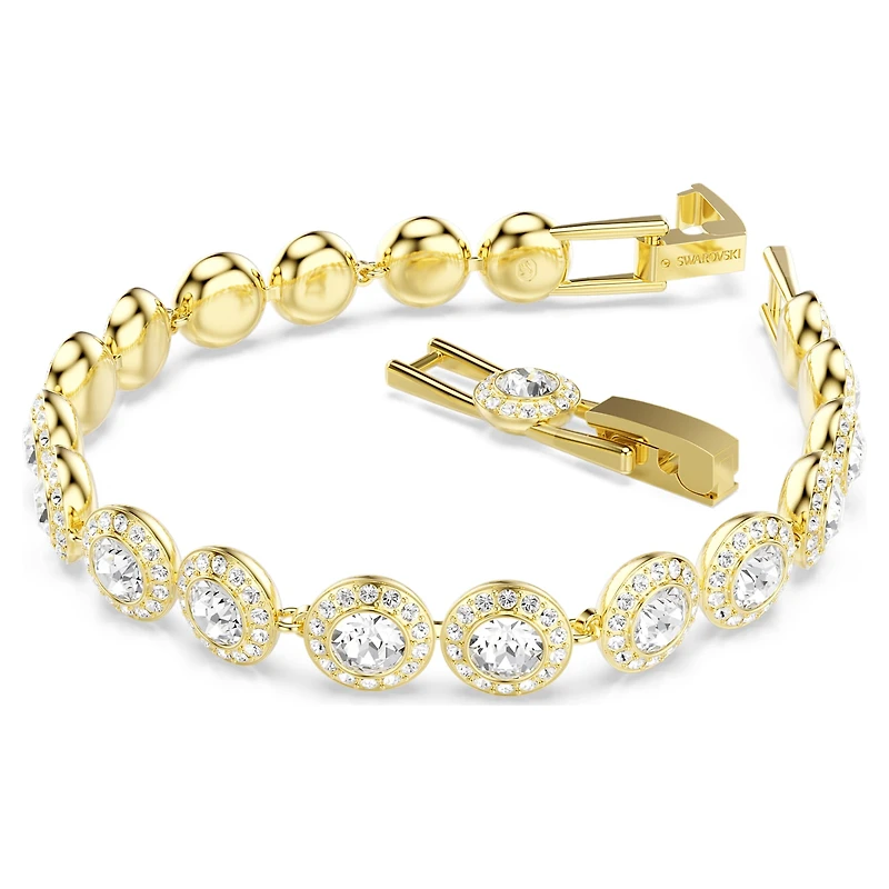 Una Angelic bracelet, Round cut, Pavé, Medium, White, 18K gold finish