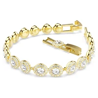 Una Angelic bracelet, Round cut, Pavé, Medium, White, 18K gold finish