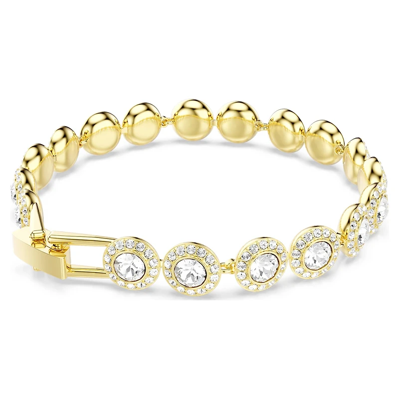 Una Angelic bracelet, Round cut, Pavé, Medium, White, Gold-tone plated by SWAROVSKI