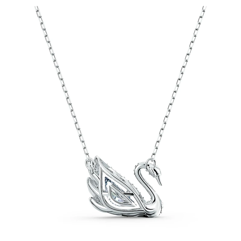 Swan necklace, White, Rhodium plated by SWAROVSKI