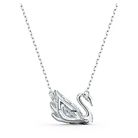 Swan necklace, White, Rhodium plated by SWAROVSKI