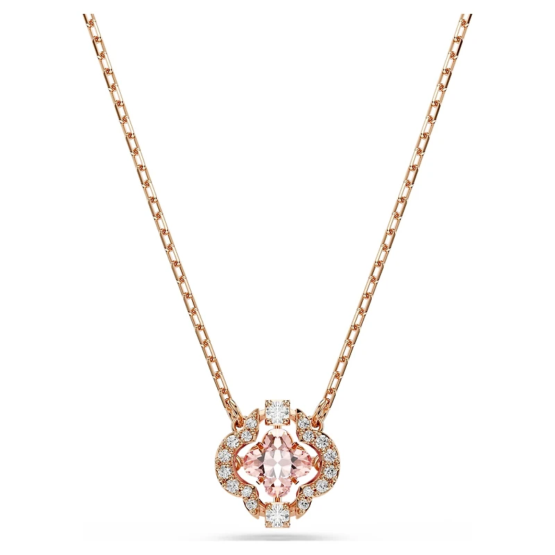 Una necklace, Clover, Pink, Rose gold-tone plated by SWAROVSKI