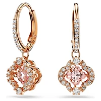 Una drop earrings, Clover, Pink, 18K rose gold finish