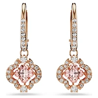 Una drop earrings, Clover, Pink, 18K rose gold finish